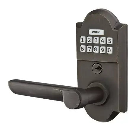 Emtek Aurora Sandcast Bronze Lever Electronic Keypad Lock by Emtek