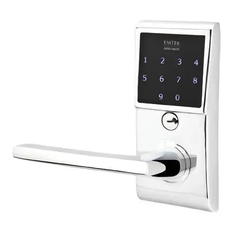 Emtek Emtouch - L-Square Knurled Lever Electronic Touchscreen Lock by Emtek