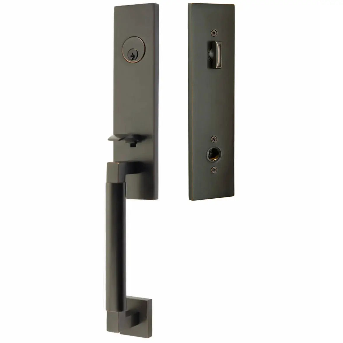 Emtek Single Cylinder Hercules Tubular Knurled Monolithic Entry Lever Handleset by Emtek