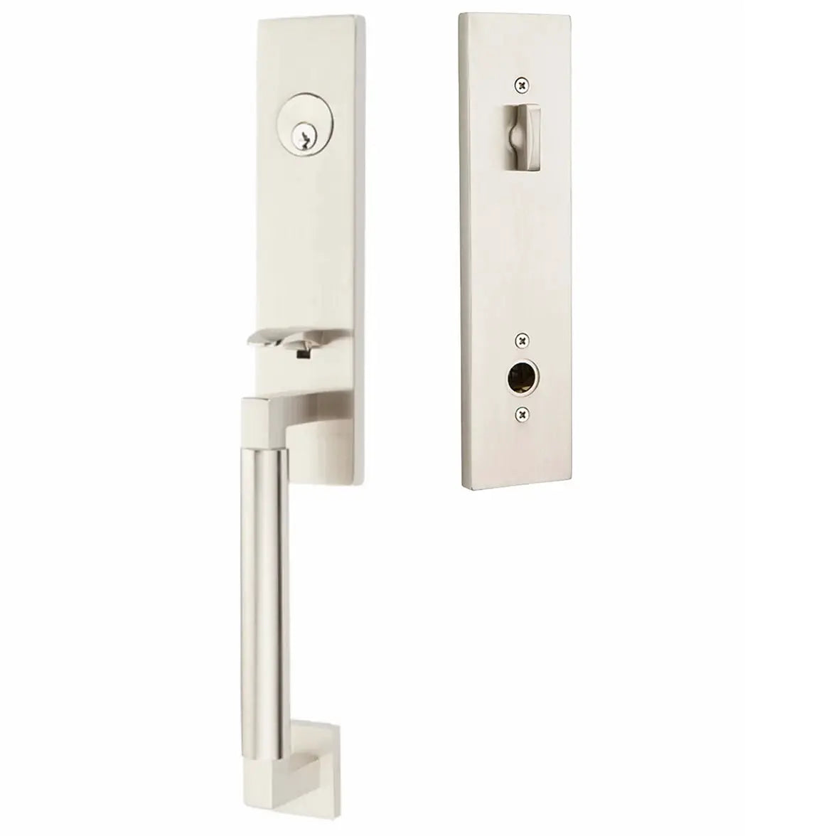 Emtek Single Cylinder Hercules Tubular Knurled Monolithic Entry Lever Handleset by Emtek