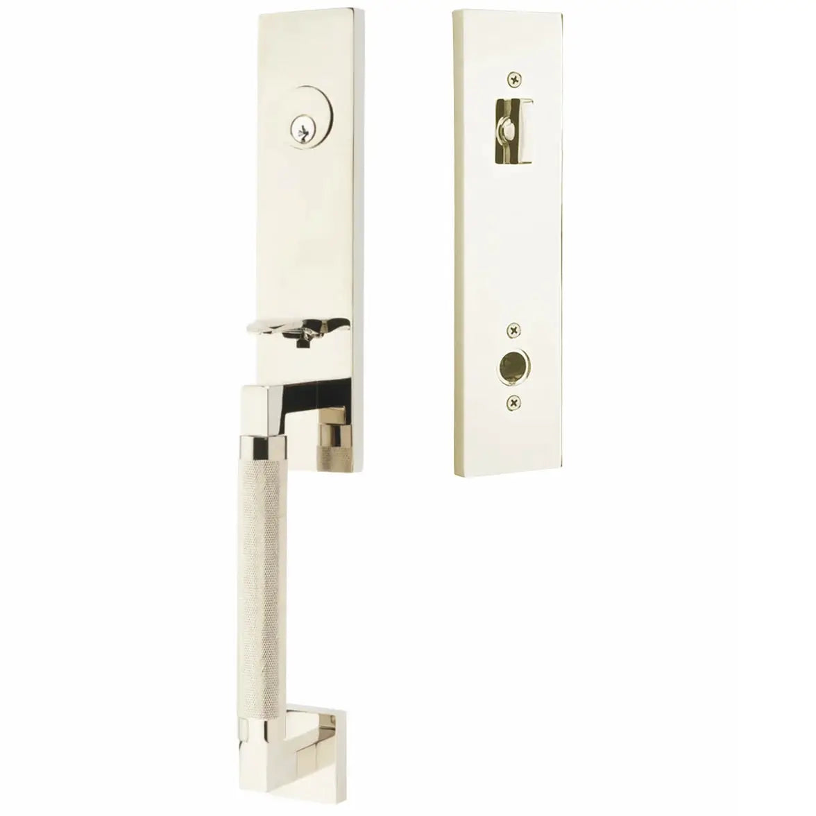 Emtek Single Cylinder Hercules Tubular Knurled Monolithic Entry Lever Handleset by Emtek