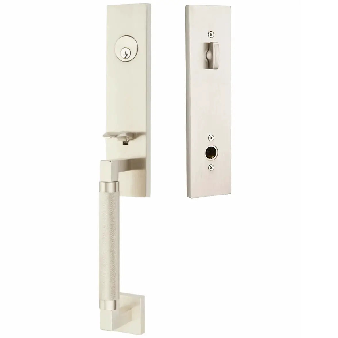 Emtek Single Cylinder Hercules Tubular Knurled Monolithic Entry Lever Handleset by Emtek