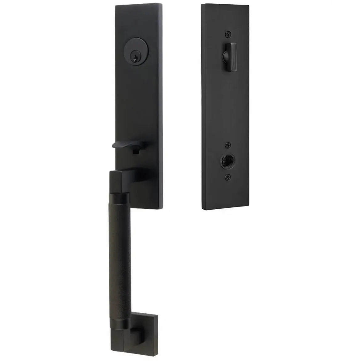 Emtek Single Cylinder Hercules Tubular Knurled Monolithic Entry Lever Handleset by Emtek