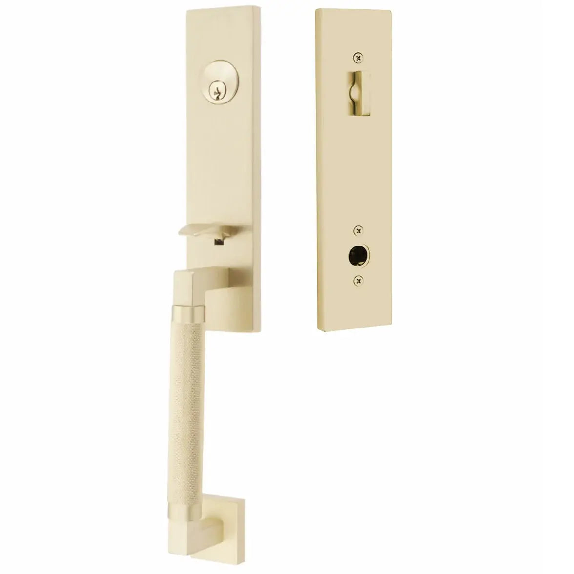 Emtek Single Cylinder Hercules Tubular Knurled Monolithic Entry Lever Handleset by Emtek