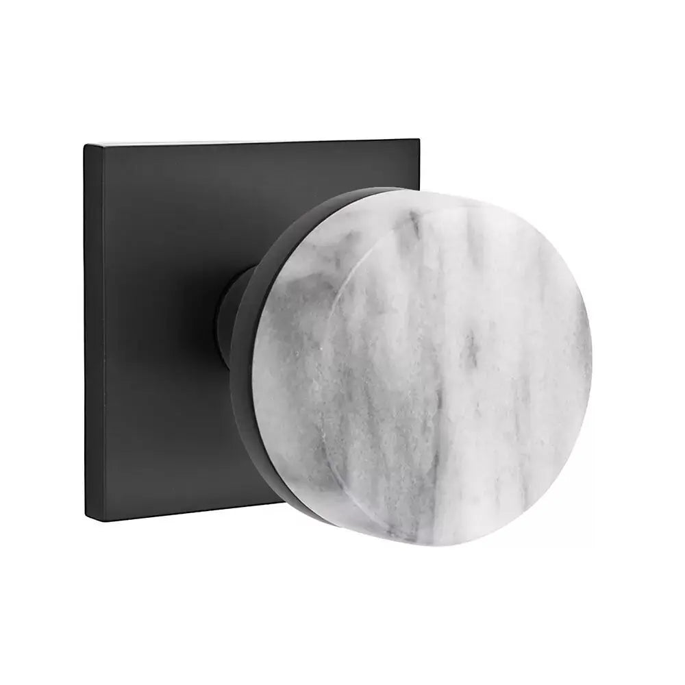 Emtek White Marble Knob with Square Rosette and Conical Stem by Emtek