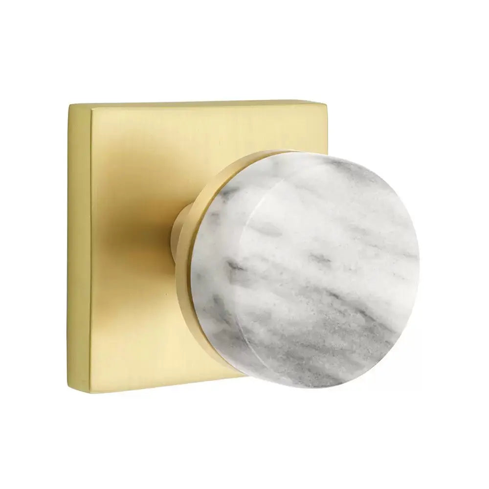 Emtek White Marble Knob with Square Rosette and Conical Stem by Emtek