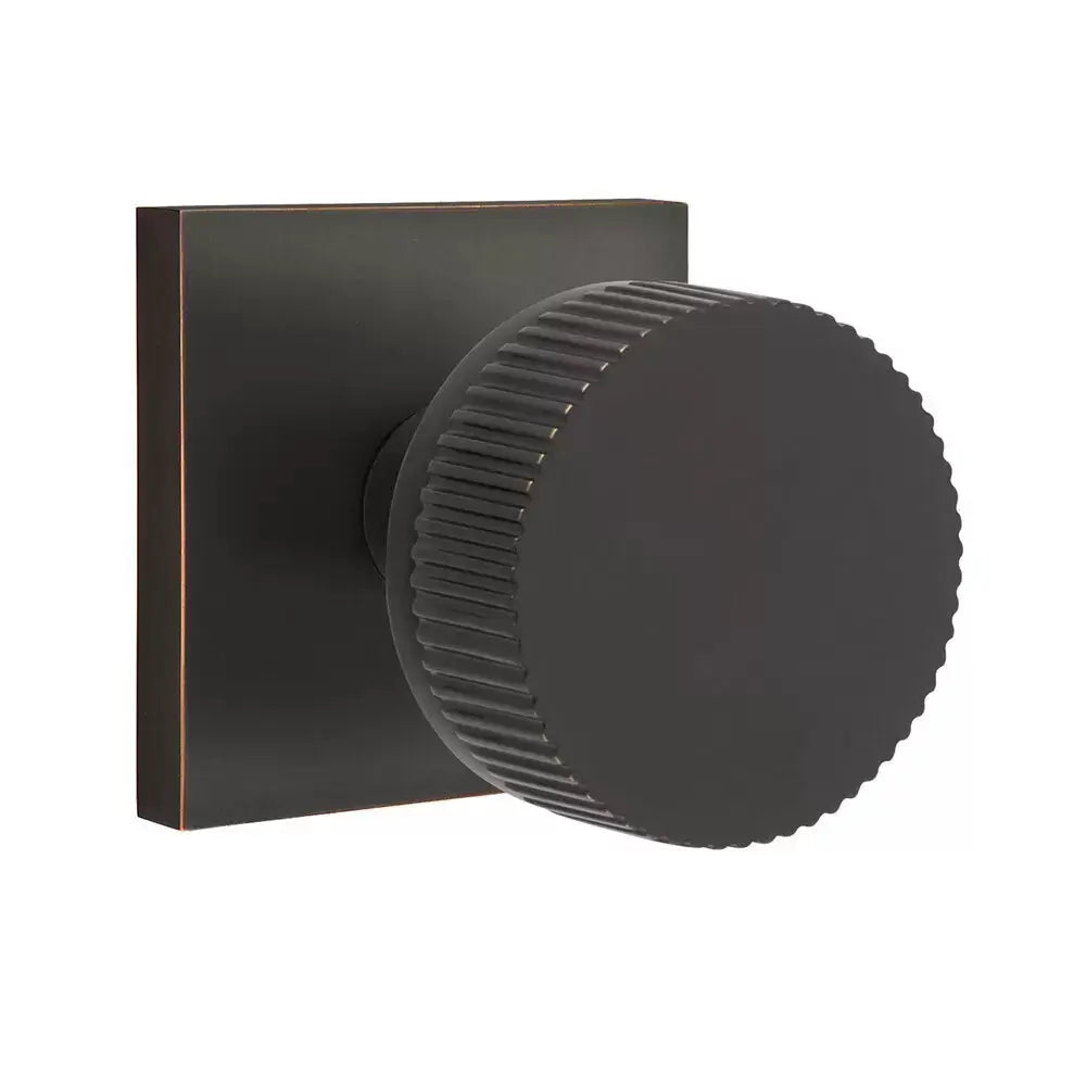 Emtek Straight Knurled Knob with Square Rosette and Conical Stem by Emtek