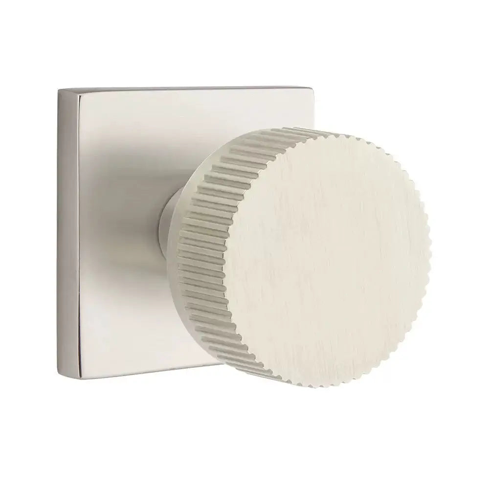 Emtek Straight Knurled Knob with Square Rosette and Conical Stem by Emtek