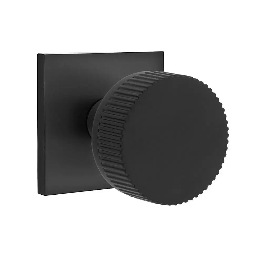 Emtek Straight Knurled Knob with Square Rosette and Conical Stem by Emtek