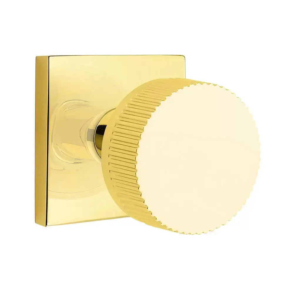 Emtek Straight Knurled Knob with Square Rosette and Conical Stem by Emtek