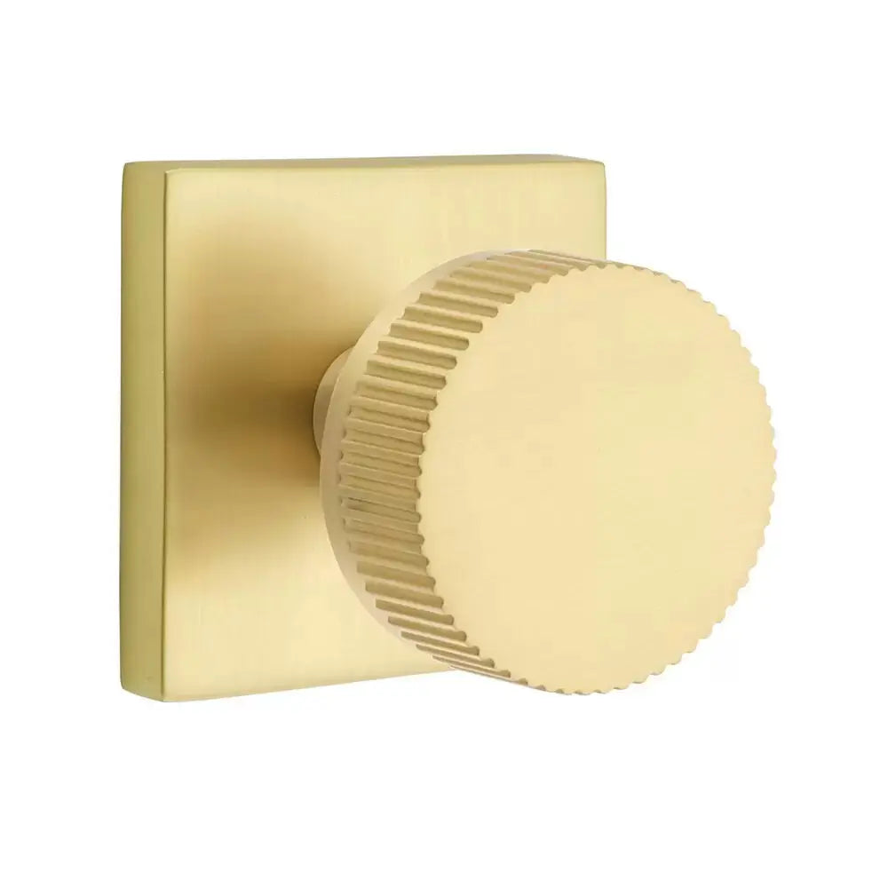 Emtek Straight Knurled Knob with Square Rosette and Conical Stem by Emtek