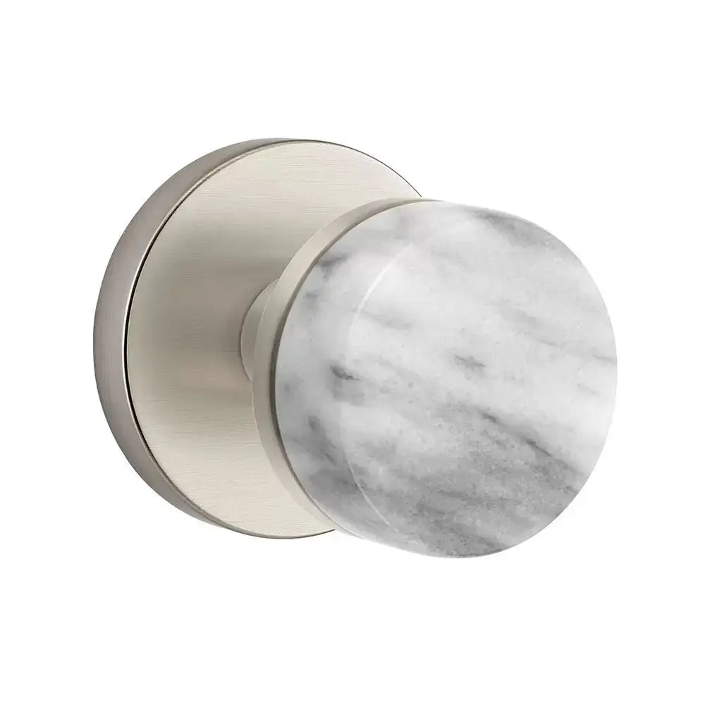 Emtek White Marble Knob with Disk Rosette and Conical Stem by Emtek