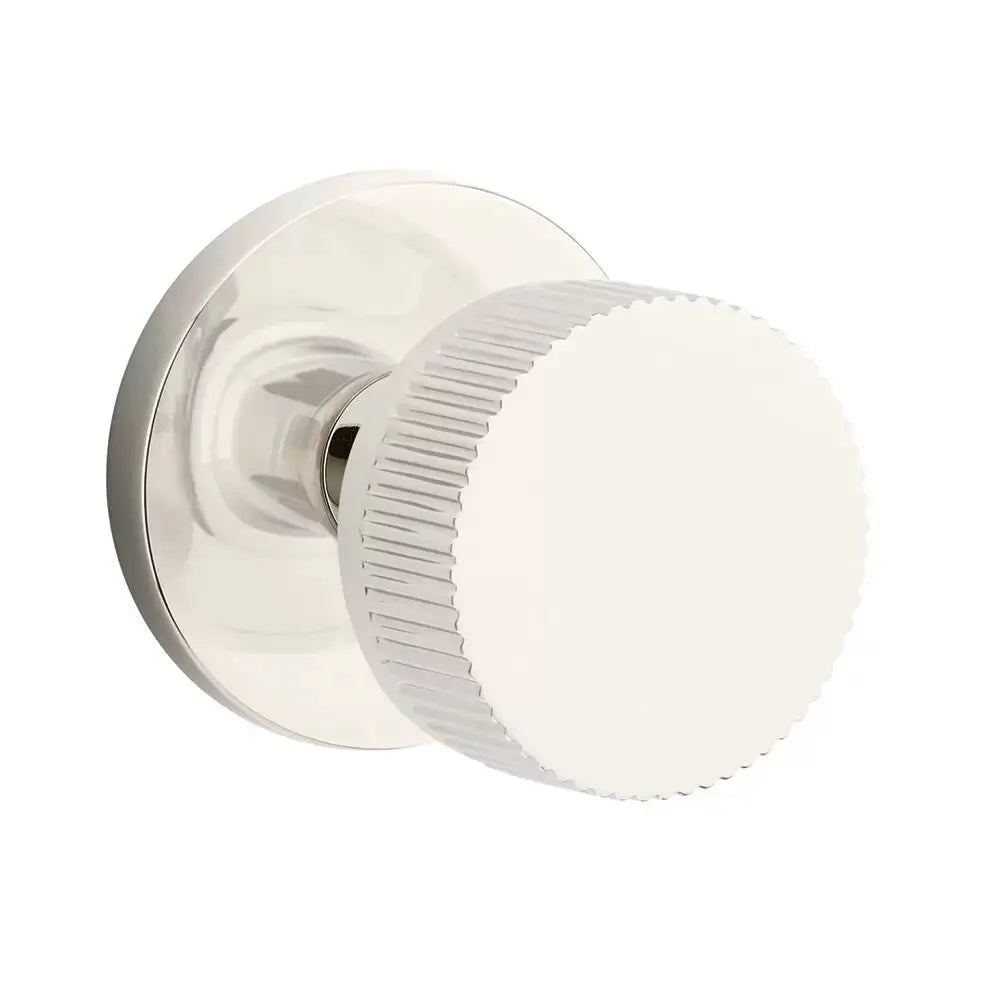 Emtek Straight Knurled Knob with Disk Rosette and Conical Stem by Emtek