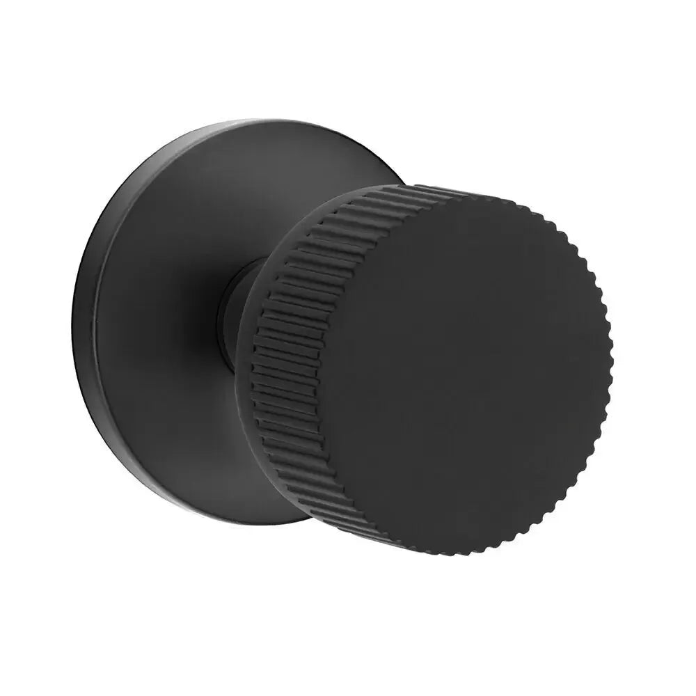 Emtek Straight Knurled Knob with Disk Rosette and Conical Stem by Emtek