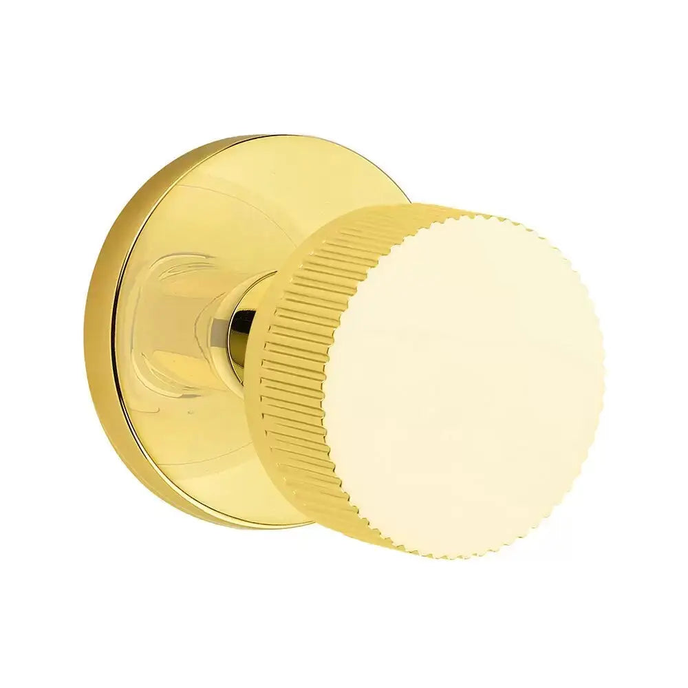Emtek Straight Knurled Knob with Disk Rosette and Conical Stem by Emtek