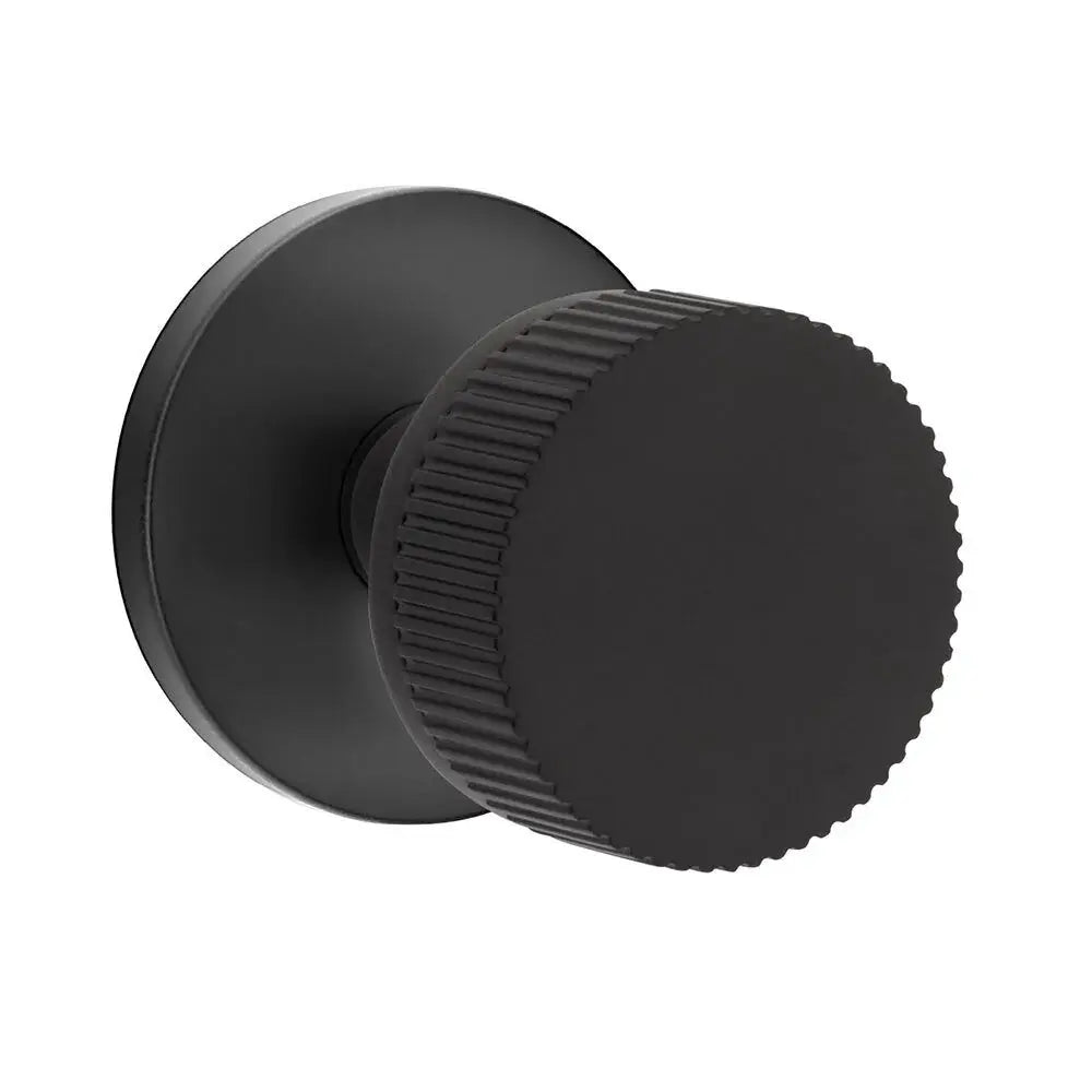 Emtek Straight Knurled Knob with Disk Rosette and Conical Stem by Emtek