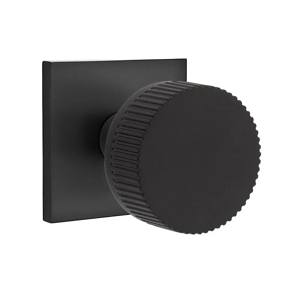 Emtek Straight Knurled Knob with Square Rosette and Conical Stem by Emtek