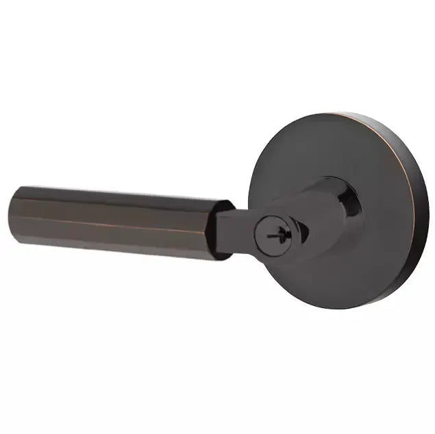 Emtek Faceted Lever with L-Square Stem and Disc Rose by Emtek