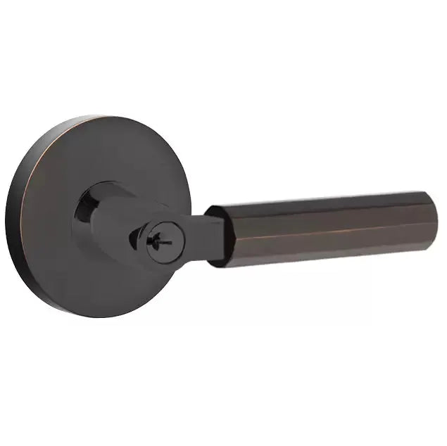 Emtek Faceted Lever with L-Square Stem and Disc Rose by Emtek