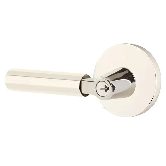 Emtek Faceted Lever with L-Square Stem and Disc Rose by Emtek