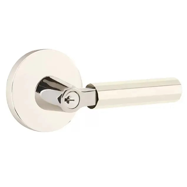 Emtek Faceted Lever with L-Square Stem and Disc Rose by Emtek