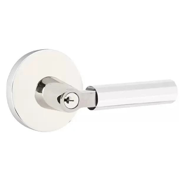 Emtek Faceted Lever with L-Square Stem and Disc Rose by Emtek