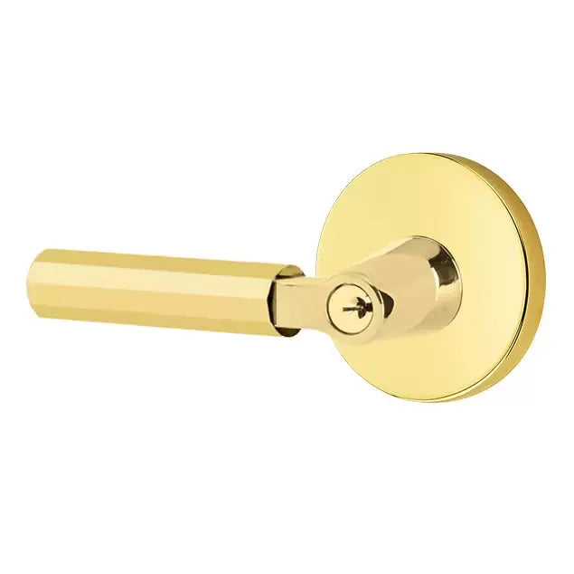 Emtek Faceted Lever with L-Square Stem and Disc Rose by Emtek
