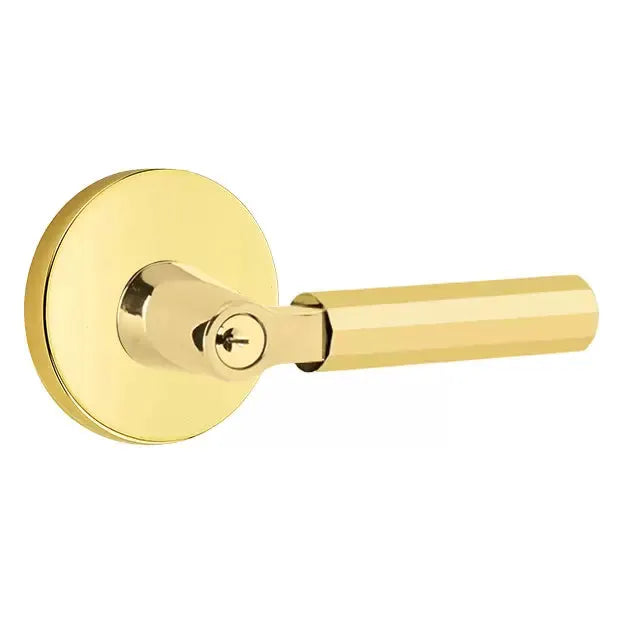 Emtek Faceted Lever with L-Square Stem and Disc Rose by Emtek