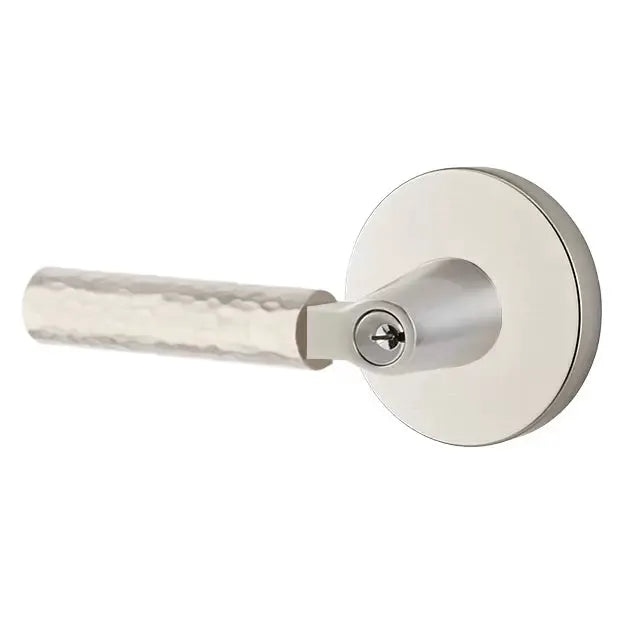 Emtek Hammered Lever with L-Square Stem and Disc Rose by Emtek