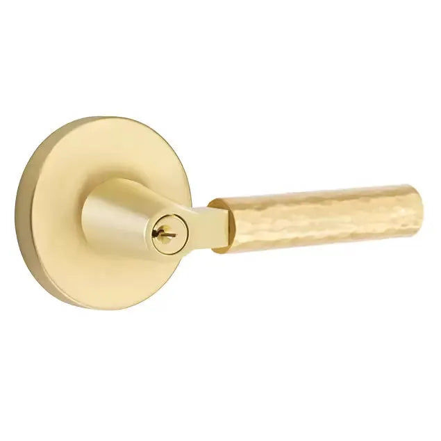 Emtek Hammered Lever with L-Square Stem and Disc Rose by Emtek