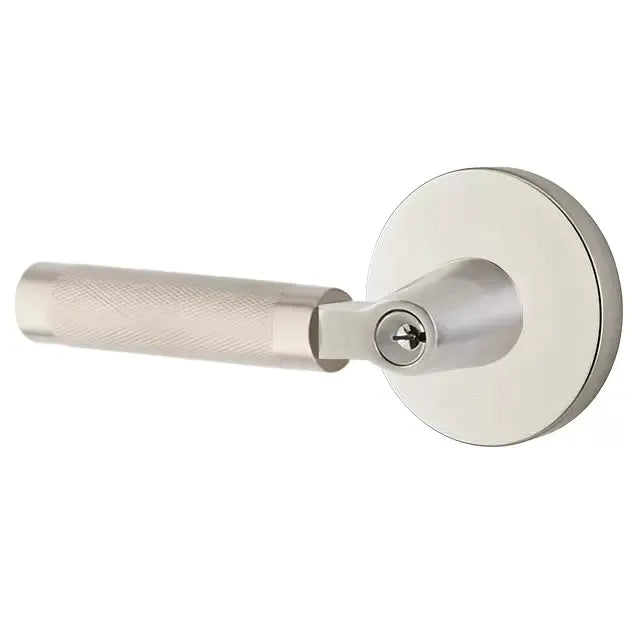 Emtek Knurled Lever with L-Square Stem and Disc Rose by Emtek