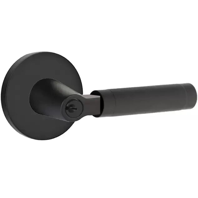 Emtek Knurled Lever with L-Square Stem and Disc Rose by Emtek