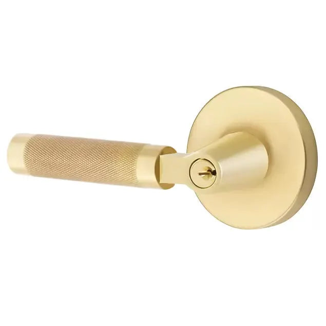 Emtek Knurled Lever with L-Square Stem and Disc Rose by Emtek