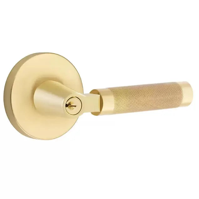 Emtek Knurled Lever with L-Square Stem and Disc Rose by Emtek