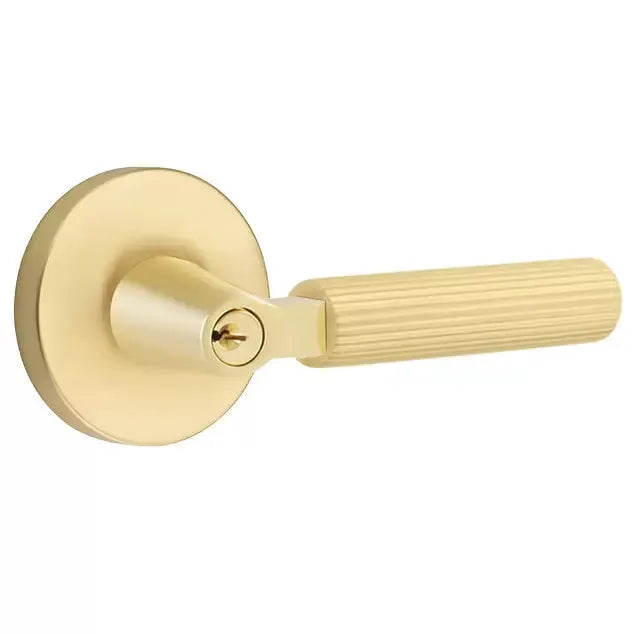 Emtek Straight Knurled Lever with L-Square Stem and Disk Rose by Emtek