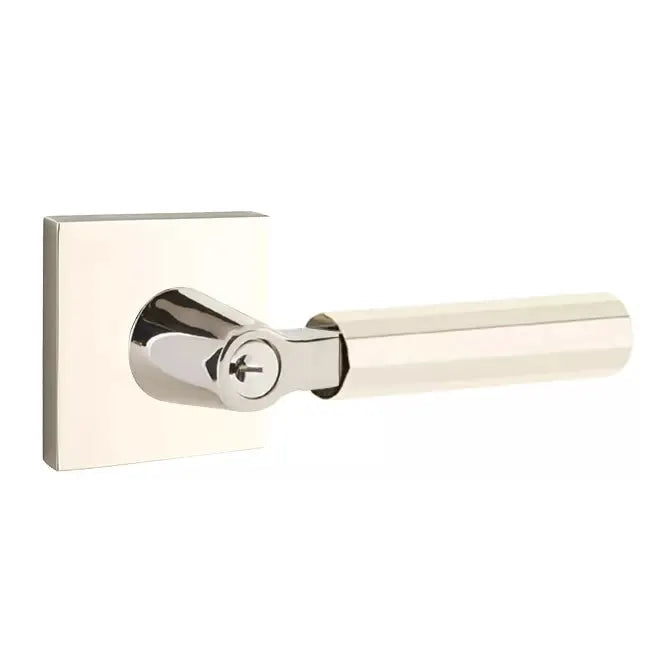 Emtek Faceted Lever with L-Square Stem and Square Rose by Emtek
