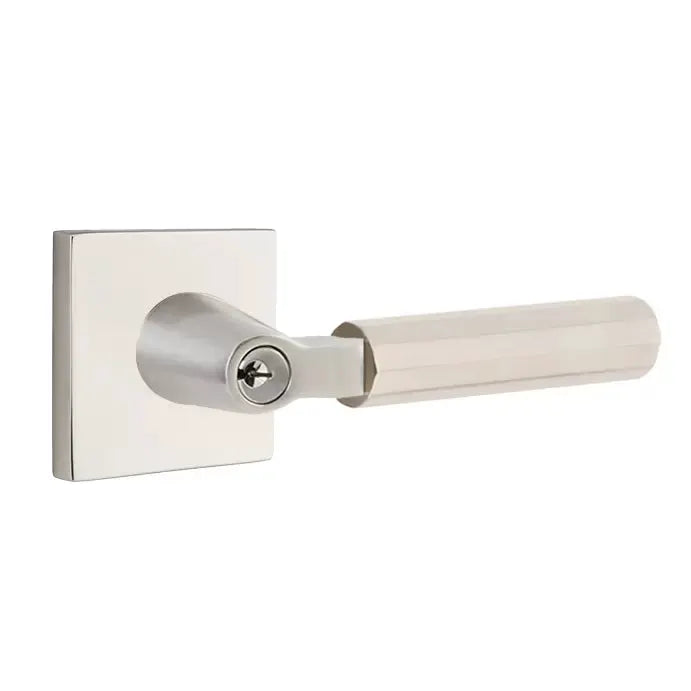 Emtek Faceted Lever with L-Square Stem and Square Rose by Emtek