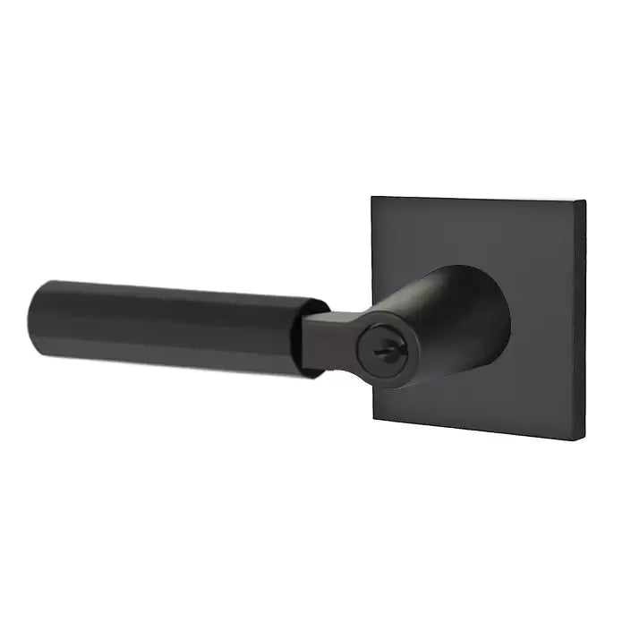 Emtek Faceted Lever with L-Square Stem and Square Rose by Emtek