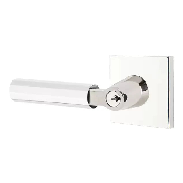 Emtek Faceted Lever with L-Square Stem and Square Rose by Emtek