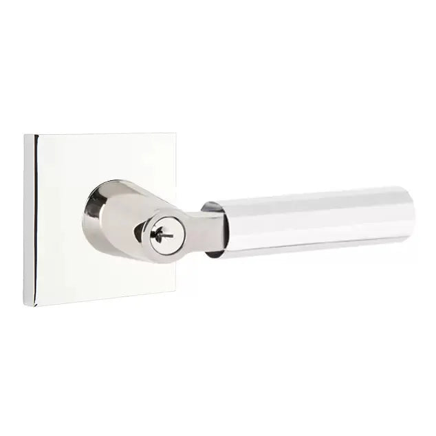 Emtek Faceted Lever with L-Square Stem and Square Rose by Emtek