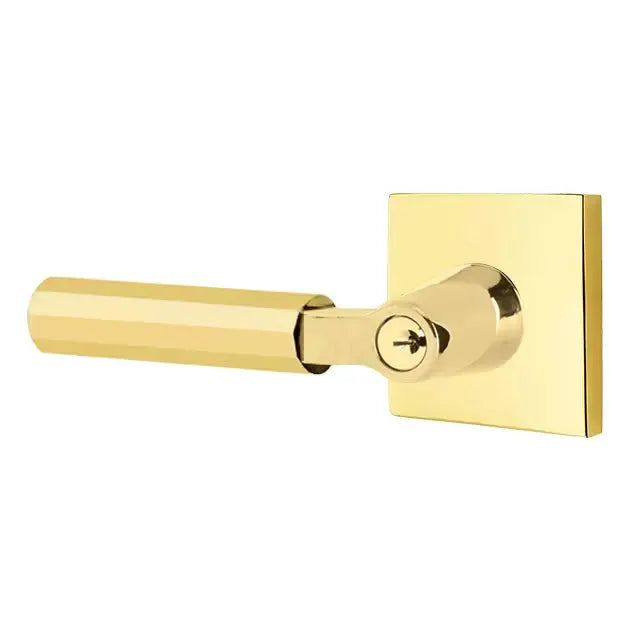 Emtek Faceted Lever with L-Square Stem and Square Rose by Emtek