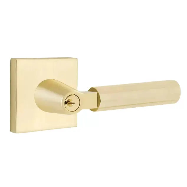 Emtek Faceted Lever with L-Square Stem and Square Rose by Emtek