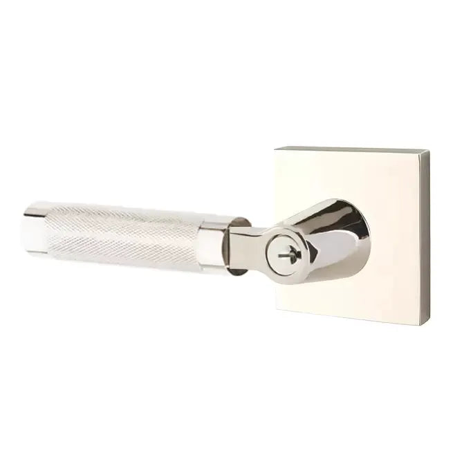Emtek Knurled Lever with L-Square Stem and Square Rose by Emtek
