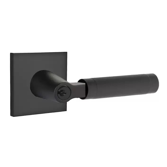 Emtek Knurled Lever with L-Square Stem and Square Rose by Emtek
