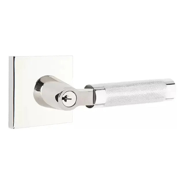 Emtek Knurled Lever with L-Square Stem and Square Rose by Emtek
