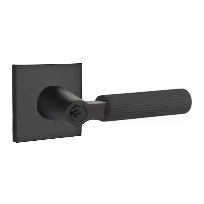Emtek Straight Knurled Lever with L-Square Stem and Square Rose by Emtek