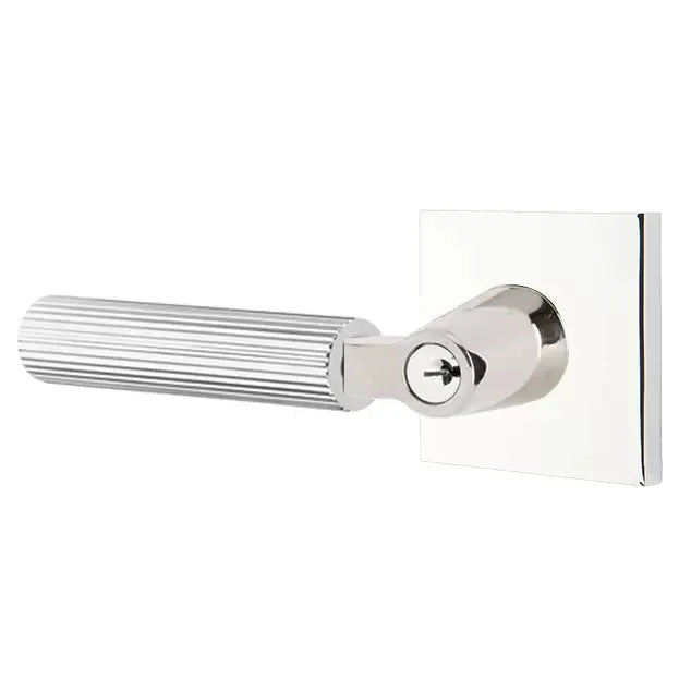 Emtek Straight Knurled Lever with L-Square Stem and Square Rose by Emtek