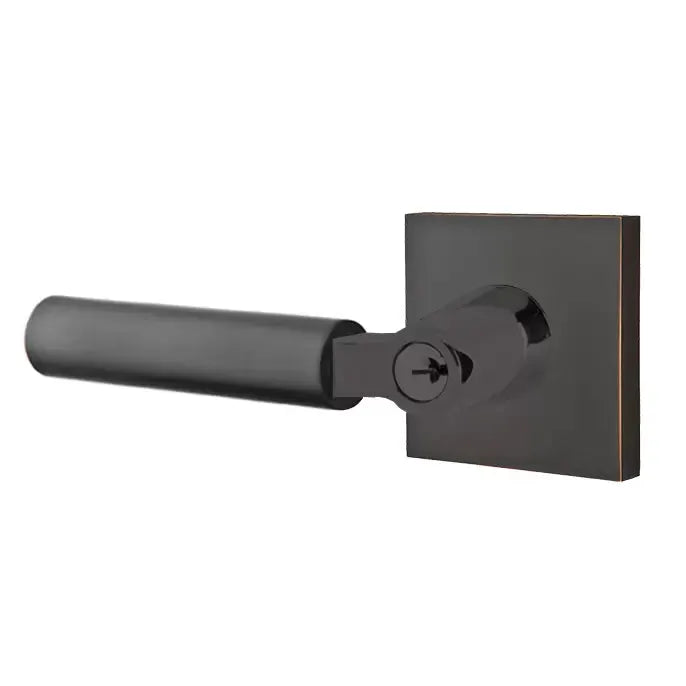 Emtek Smooth Lever with L-Square Stem and Square Rose by Emtek
