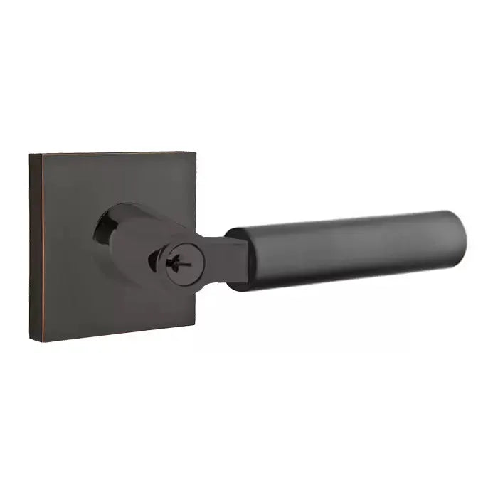 Emtek Smooth Lever with L-Square Stem and Square Rose by Emtek