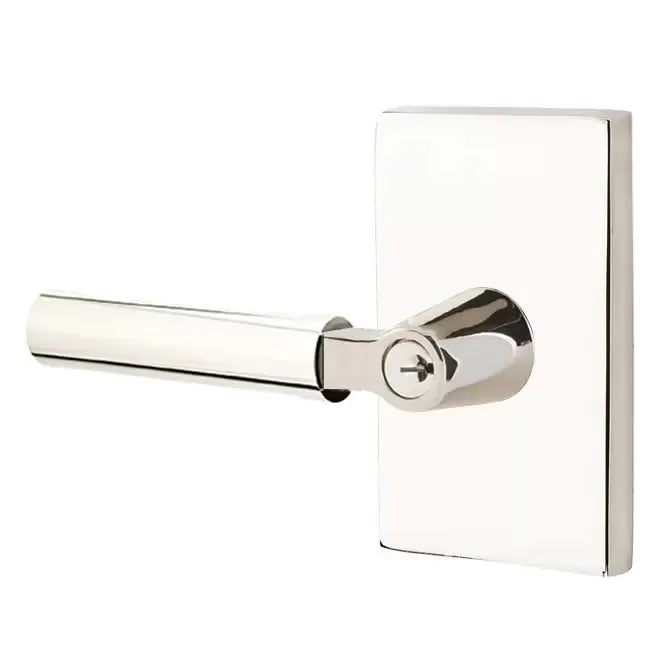 Emtek Smooth Lever with L-Square Stem and Modern Rectangular Rose by Emtek